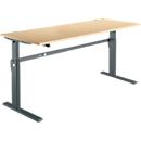 Standard desk, electrically height-adjustable, rectangular, C-foot, W 1800 x D 800 x H 725-1185 mm, maple/anthracite