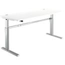 Standard desk, electrically height-adjustable, rectangular, C-foot, W 1800 x D 800 x H 725-1185 mm, white/white aluminum RAL 9006