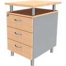Standcontainer ARLON OFFICE, mit Tischplatte, 3 Schübe, B 450 x T 600 x H 730 mm, abschließbar, Buche