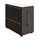 Standcontainer SOLUS PLAY, mit Utensilienauszug, Schublade, Ansatz links, Tiefe 400 mm, Mooreiche