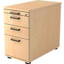 Standcontainer TOPAS LINE, 2 Schübe, 1 Hängeregistraturauszug, 1 Utensilienauszug, abschließbar, B 428 x T 800 x H 720-760 mm, Ahorn-Dekor/Ahorn-Dekor