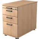 Standcontainer TOPAS LINE, 2 Schübe, 1 Hängeregistraturauszug, 1 Utensilienauszug, abschließbar, B 428 x T 800 x H 720-760 mm, Eiche-Dekor/Eiche-Dekor