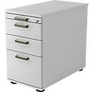 Standcontainer TOPAS LINE, 2 Schübe, 1 Hängeregistraturauszug, 1 Utensilienauszug, abschließbar, B 428 x T 800 x H 720-760 mm, lichtgrau/lichtgrau