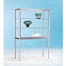 Standvitrine BST, hohe Beine, Brandschutzklasse B1, 3 Fächer, abschliessbare Schiebetüren, B 730 x T 500 x H 1950 mm, Aluminium/Glas, silber