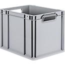 Stapelbak Eurobox - serie Economy - kunststof - B 400 x D 300 x H 320 mm - 30 l - door handgrepen - grijs - ons merk Schaefer Shop Pure