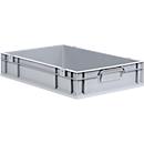 Stapelbak Eurobox - serie Economy - kunststof - B 600 x D 400 x H 120 mm - 23 l - open handgrepen - grijs - ons merk Schaefer Shop Pure