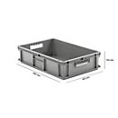 Stapelbak Eurobox serie EF 6140 - PP - L 600 x B 400 x H 140 mm - 26,8 l - gesloten wanden - open handgrepen - grijs