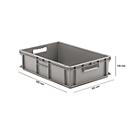 Stapelbak Eurobox serie EF 6150 - PP - L 600 x B 400 x H 150 mm - 29,4 l - gesloten wanden - open handgrepen - grijs