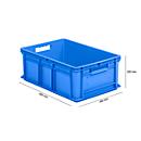 Stapelbak Eurobox serie EF 6220 - PP - L 600 x B 400 x H 220 mm - 43,5 l - gesloten wanden - open handgrepen - blauw