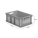Stapelbak Eurobox serie EF 6220 - PP - L 600 x B 400 x H 220 mm - 43,5 l - gesloten wanden - open handgrepen - grijs