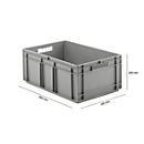 Stapelbak Eurobox serie EF 6240 - PP - L 600 x B 400 x H 240 mm - 47,5 l - gesloten wanden - open handgrepen - grijs