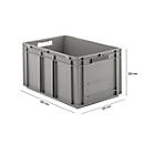 Stapelbak Eurobox serie EF 6320 - PP - L 600 x B 400 x H 320 mm - 63,7 l - gesloten wanden - open handgreep - grijs