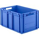 Stapelbak Eurobox serie EF 6320 - PP - L 600 x B 400 x H 320 mm - 63,7 l- gesloten wanden - open handgrepen - blauw