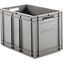 Stapelbak Eurobox serie EF 6420 - PP - L 600 x B 400 x H 420 mm - 83,8 l- gesloten wanden - open handgrepen - grijs