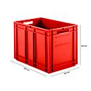 Stapelbak Eurobox serie EF 6420 - PP - L 600 x B 400 x H 420 mm - 83,8 l - gesloten wanden - open handgrepen - rood