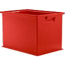 Stapelbak serie 14/6-2Z, van polypropyleen, met verzonken handgreep, inhoud 33 L, rood