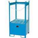 Stapelpallet voor vaten Bauer FSP-1 D, gaaswanden, capaciteit 1 x 200 l vat, blauw
