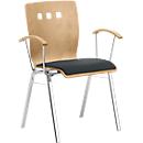 Stapelstoel 7450, voorgevormde zitting, lordosesteun, designgaten, met armleuningen, bekledingsstof Point/Trevira CS, grijs