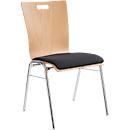 Stapelstuhl mit Sitzkissen – Holz und Stahl – desinfektionsmittelbeständig – B 430 x T 410 x H 450 mm – natur – unsere Marke Schäfer Shop Select