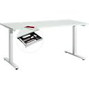 Start Off bureau, T-voet frame, B 1600 x D 800 x H 735 mm, lichtgrijs + lade