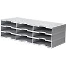 Station de tri styrodoc Standard styro®, format C4, 3 étages/3 rangées/9 compartiments, gris/gris