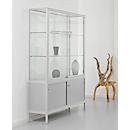 Staufachvitrine BST, Brandschutzklasse B1, 3 Fächer, 1 Staufach, abschließbare Schiebetüren, B 730 x T 500 x H 1950 mm, Aluminium/Glas/Metall, silber