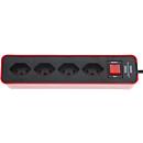 Steckdosenleiste brennenstuhl® Ecolor, 4-fach, Winkel von 90°, mit beleuchtetem Schalter, Kabellänge 1,5 m, IP20, Kunststoff, schwarz-rot