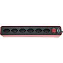 Steckdosenleiste brennenstuhl® Ecolor, 6-fach, Winkel von 90°, mit beleuchtetem Schalter, Kabellänge 1,5 m, IP20, Kunststoff, schwarz-rot