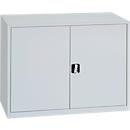 Steel cabinet, height-adjustable shelf, lockable, H 750 mm, light gray/light gray