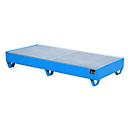 Steel collecting pan with grating, 1800 x 800 mm, blue RAL 5012