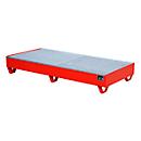 Steel collecting pan with grating, 1800 x 800 mm, red RAL 3000