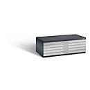 Steel plan cabinet, for formats up to DIN A1, 5 drawers, black grey/white aluminium