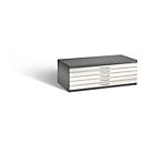 Steel plan cabinet, for formats up to DIN A1, 5 drawers, grey/pearl white