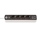 Stekkerdoos Brennenstuhl Ecolor, 4-voudig, 2 x USB, IP20, met kinderbeveiliging, 2100 mA, kunststof, wit/zwart