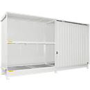 Stellingcontainer Bauer type CEN 59-2 IBC, 2 etages, schuifdeur, 2000 l, tot 8 IBC's, B 6245 x D 1550 x H 3465 mm, grijs wit RAL 9002
