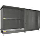 Stellingcontainer Bauer type CEN 59-2 IBC, 2 etages, schuifdeur, 2000 l, tot 8 IBC's, B 6245 x D 1550 x H 3465 mm, muisgrijs RAL 7005