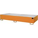 Stellinglekbak type RW-GR 3300-3, L 3250 x B 1300 mm, met rooster, oranje RAL 2000