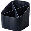 Stiftehalter HAN Karma, 4 unterschiedlich hohe Fächer, B 111 x H 105 x T 111 mm, recycelter Kunststoff, schwarz