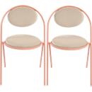 Stoelen Saturne Meet by Paperflow - B 520 x D 540 x H 820 mm - stalen buis roze - fluweel ivoor - set van 2