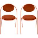 Stoelen Saturne Meet by Paperflow - B 520 x D 540 x H 820 mm - stalen buis roze - fluweel roest - set van 2
