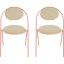Stoelen Saturne Meet by Paperflow - B 520 x D 540 x H 820 mm - stalen buis roze - kunstleer ivoor - set van 2