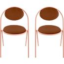 Stoelen Saturne Meet by Paperflow - B 520 x D 540 x H 820 mm - stalen buis roze - kunstleer roest - set van 2