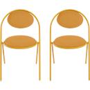 Stoelen Saturne Meet by Paperflow - B 520 x D 540 x H 820 mm - stalen buis saffraan - kunstleer saffraan - set van 2
