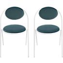 Stoelen Saturne Meet by Paperflow - B 520 x D 540 x H 820 mm - stalen buis wit - fluweel blauw - set van 2