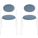Stoelen Saturne Meet by Paperflow - B 520 x D 540 x H 820 mm - stalen buis wit - kunstleer blauw - set van 2