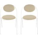 Stoelen Saturne Meet by Paperflow - B 520 x D 540 x H 820 mm - stalen buis wit - kunstleer ivoor - set van 2