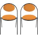 Stoelen Saturne Meet by Paperflow - B 520 x D 540 x H 820 mm - stalen buis zwart - fluweel saffraan - set van 2