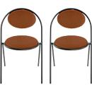Stoelen Saturne Meet by Paperflow - B 520 x D 540 x H 820 mm - stalen buis zwart - kunstleer roest - set van 2