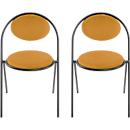 Stoelen Saturne Meet by Paperflow - B 520 x D 540 x H 820 mm - stalen buis zwart - kunstleer saffraan - set van 2