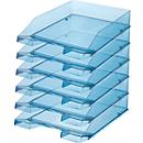 Storage basket HAN Klassik, for A4/C4 format, with labeling field, stackable, W 255 x D 348 x H 65 mm, plastic, blue/transparent, 6 pieces 